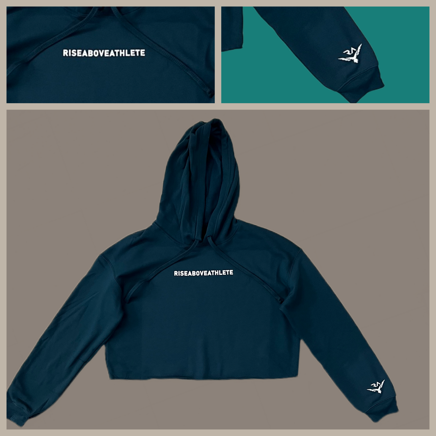 Riseaboveathlete® | Women Crop Top Hoodie | Ocean Teal